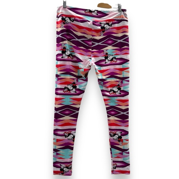 Lularoe Multicolor Geometric Disney Minnie Mouse High Rise Leggings Tall & Curvy - Picture 4 of 11
